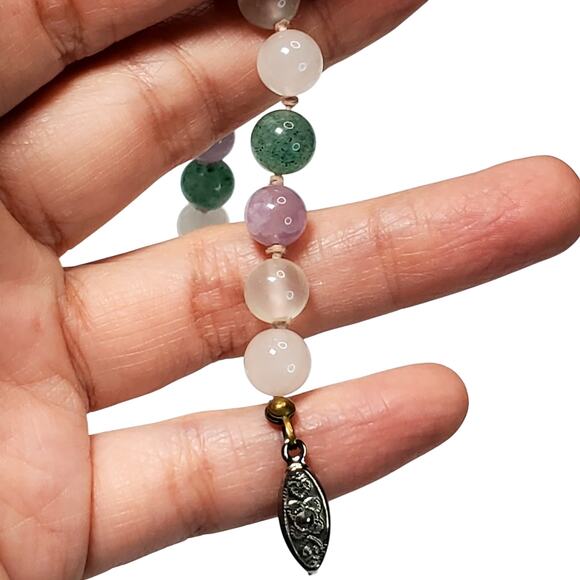 Stone Beaded Bracelet Broken Clasp Missing Pieces 6" - Picture 3 of 5